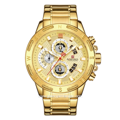 NAVIFORCE NF-9165M Gold Chronograph Stainless Steel Strap