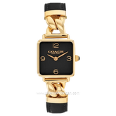 COACH 14504356 Cass Black Gold Dial Black Leather Strap