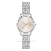 LACOSTE MINI CROCODELLE 2001501 Silver Dial Pink Mesh Stainless Steel Strap