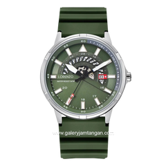 LORENZO R 6106 M Green Silver Rubber Strap
