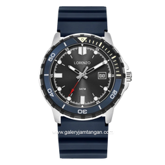 LORENZO R 6107 MT Blue Silver Rubber Strap