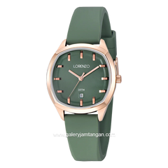 LORENZO R 7128 L Green Rosegold Rubber Strap
