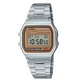 CASIO VINTAGE A158WEA-9DF Digital Silver Champagne Stainless Steel