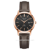 Alexandre Christie Primo AC 1007 LD Brown Rosegold Dial Black Leather Strap