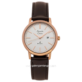 Alexandre Christie Primo AC 1007 LD Brown Rosegold Dial White Leather Strap