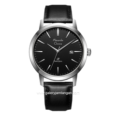 Alexandre Christie AC 1007 MD Black Silver Leather Strap