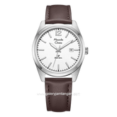 Alexandre Christie AC 1012 LD Brown Dial White Leather Strap