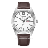 Alexandre Christie AC 1012 ME Brown Dial White Leather Strap