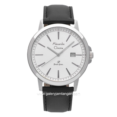 Alexandre Christie AC 1014 MD Black Silver Leather Strap