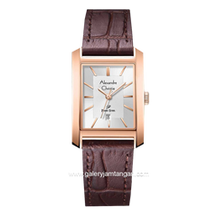 Alexandre Christie AC 1019 LD Brown Rosegold Leather Strap