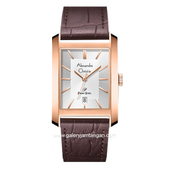 Alexandre Christie AC 1019 MD Brown Rosegold Leather Strap