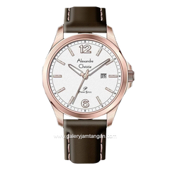 Alexandre Christie AC 1029 MD Brown Rosegold Leather Strap