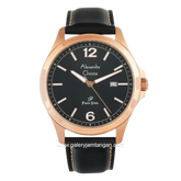 Alexandre Christie AC 1029 MDLRGBA Black Rosegold Dial Black Leather Strap