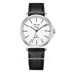 Alexandre Christie AC 1032 LD Black Silver Leather Strap