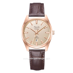 Alexandre Christie AC 1035 LD Brown Rosegold Leather Strap