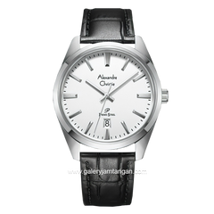 Alexandre Christie AC 1035 MD Black Silver Leather Strap