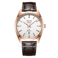 Alexandre Christie AC 1035 MD Brown Rosegold Leather Strap