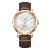 Alexandre Christie Primo Steel AC 1036 MDLRGSL Brown Rosegold Leather Strap