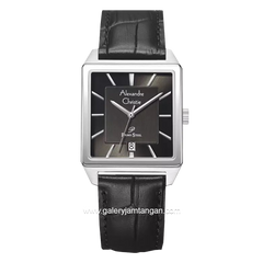Alexandre Christie AC 1038 MD Black Silver Leather Strap