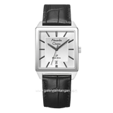 Alexandre Christie AC 1038 MD Black Dial Silver Leather Strap