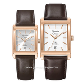Alexandre Christie AC 1039 MD & AC 1039 LD Brown Rosegold Leather Strap