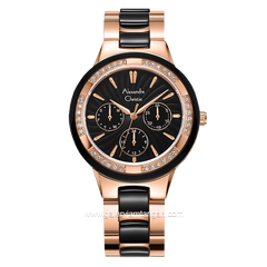 Alexandre Christie AC 2299 BF Black Rosegold Multifunction Dual Tone Stainless Steel Ceramic Strap