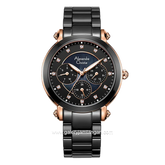 Alexandre Christie AC 2377 BF Collection Black Rosegold Ceramic Strap