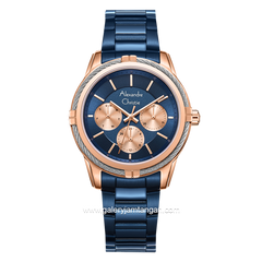 Alexandre Christie AC 2843 BF Blue Rosegold Multifunction Stainless Steel
