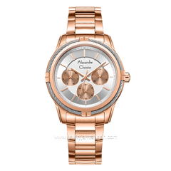 Alexandre Christie AC 2843 BF Rosegold Dial White Multifunction Stainless Steel