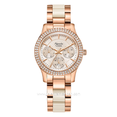 Alexandre Christie AC 2932 BF White Rosegold Dual Tone Stainless Steel With Acetate Strap