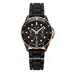 Alexandre Christie AC 2A01 BF Black Rosegold Rubber Strap