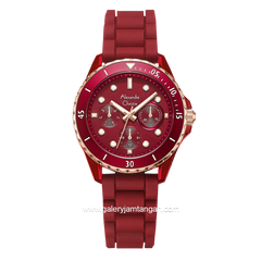 Alexandre Christie AC 2A01 BF Red Rosegold Rubber Strap