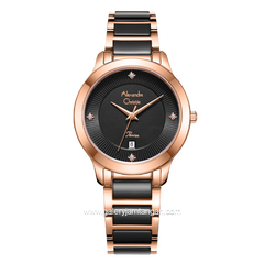 Alexandre Christie Passion AC 2A71 LD Black Rosegold Dual Tone Stainless Steel Strap