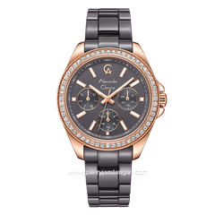 Alexandre Christie Passion AC 2A74 BF Brown Rosegold Multifunction Stainless Steel With Ceramic Strap