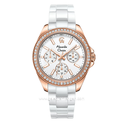 Alexandre Christie Passion AC 2A74 BF White Rosegold Multifunction Stainless Steel With Ceramic Strap