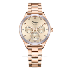 Alexandre Christie Passion Diamond AC 2A93 BF Rosegold Ring Purple Multifunction Stainless Steel Strap