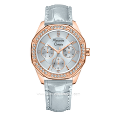 Alexandre Christie AC 2B17 BF Grey Rosegold Leather Strap