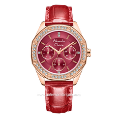 Alexandre Christie AC 2B17 BF Red Rosegold Leather Strap