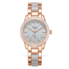 Alexandre Christie Passion AC 2B42 LD Rosegold Blue Pattern Dial Dual Tone Stainless Steel Acetate Strap