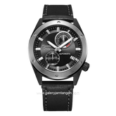 Alexandre Christie Automatic AC 3046 MA Black Ring Grey Leather Strap