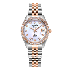 Alexandre Christie AC 5012 LD Silver Combinasi Dial White Sapphire Crystal Glass