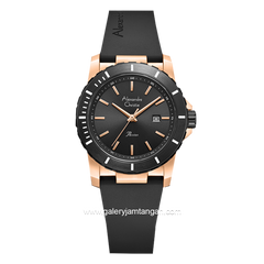 Alexandre Christie AC 6141 LD Black Rosegold Rubber Strap