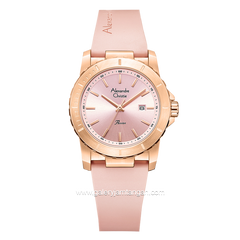 Alexandre Christie AC 6141 LD Pink Rosegold Rubber Strap