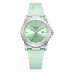 Alexandre Christie AC 6141 LD Green Silver Rubber Strap