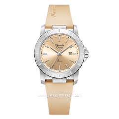 Alexandre Christie AC 6141 LD Peach Silver Rubber Strap