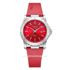 Alexandre Christie AC 6141 LD Red Silver Rubber Strap