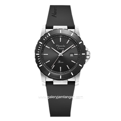 Alexandre Christie AC 6141 LD Black Silver Rubber Strap