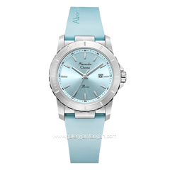 Alexandre Christie AC 6141 LD Blue Silver Rubber Strap