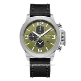 Alexandre Christie AC 6280 GC LSSGN Black Silver Dial Green Leather Strap