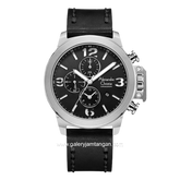 Alexandre Christie AC 6280 GC LSSBASL Black Ring Silver Leather Strap